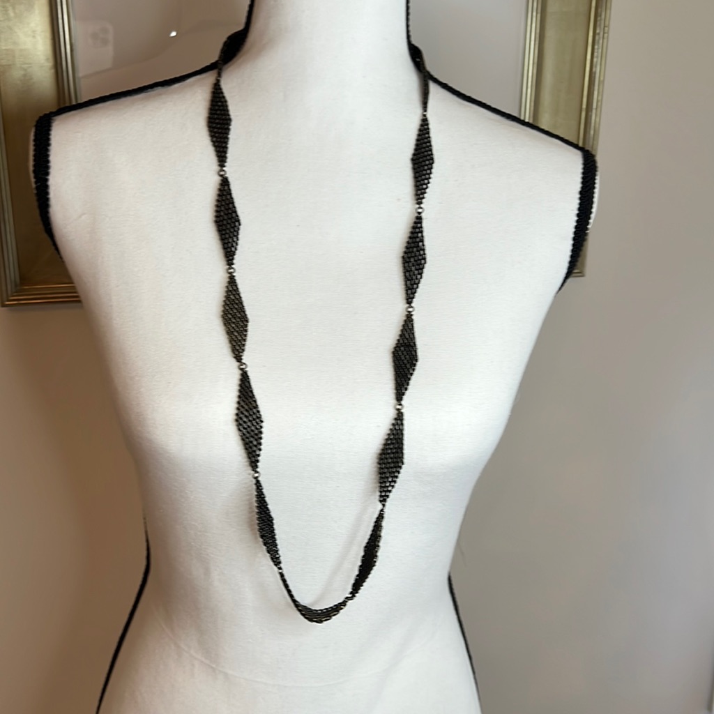 Long Bronze Color Metal Necklace By Banana Republic
